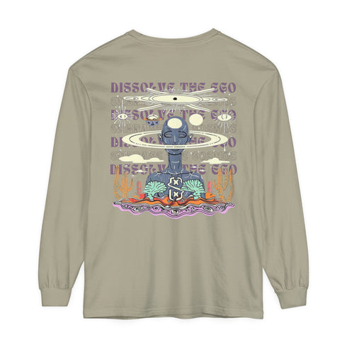 Dissolve The Ego (Back design) - Unisex Garment-dyed Long Sleeve T-Shirt